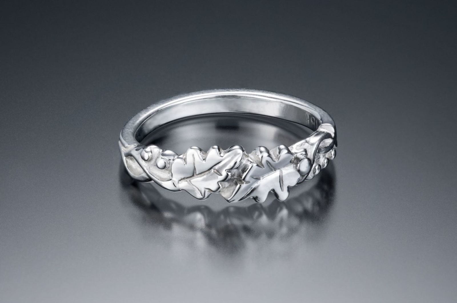 Oak Leaf Byp Ring White Gold Tracy Johnson Fine Jewelry Oak Leaf Byp Ring White Gold